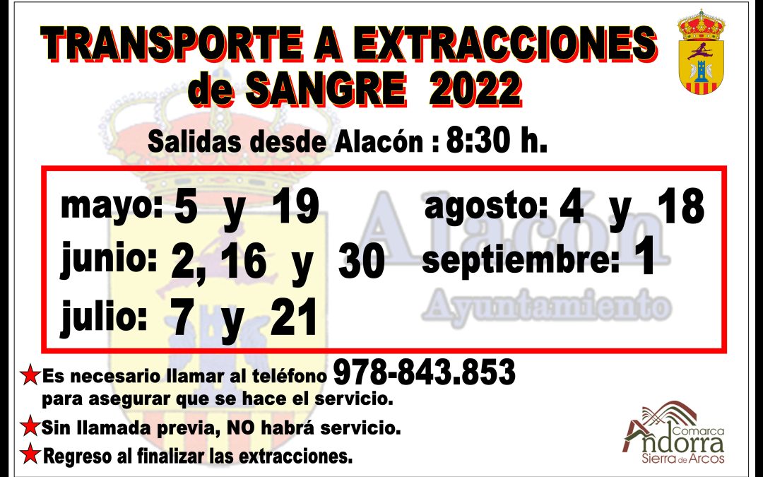 SERVICIO de  TRANSPORTE A EXTRACCIONES DE SANGRE   2022