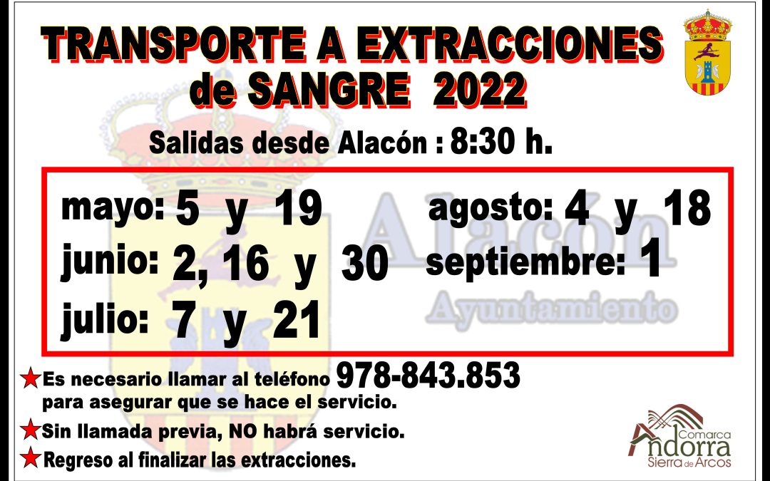 SERVICIO de TRANSPORTE A EXTRACCIONES DE SANGRE 2022