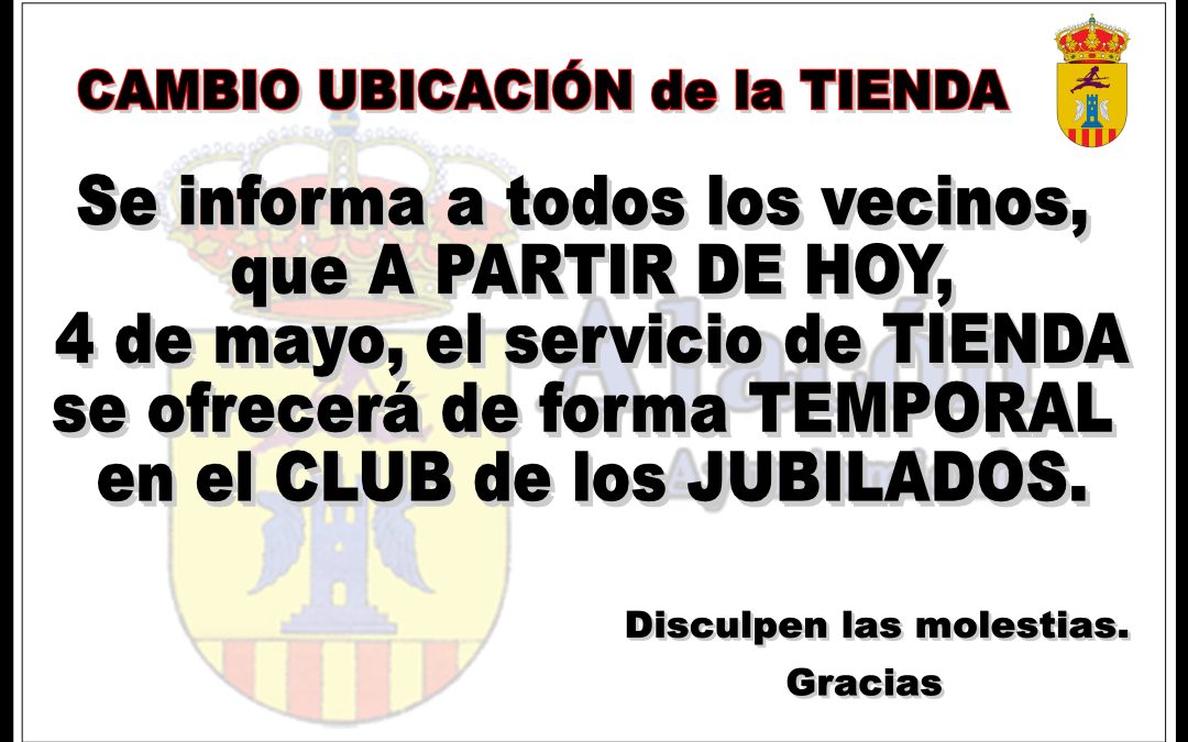CAMBIO UBICACIÓN TIENDA